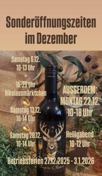 Sonderöffnungszeiten 12 2025